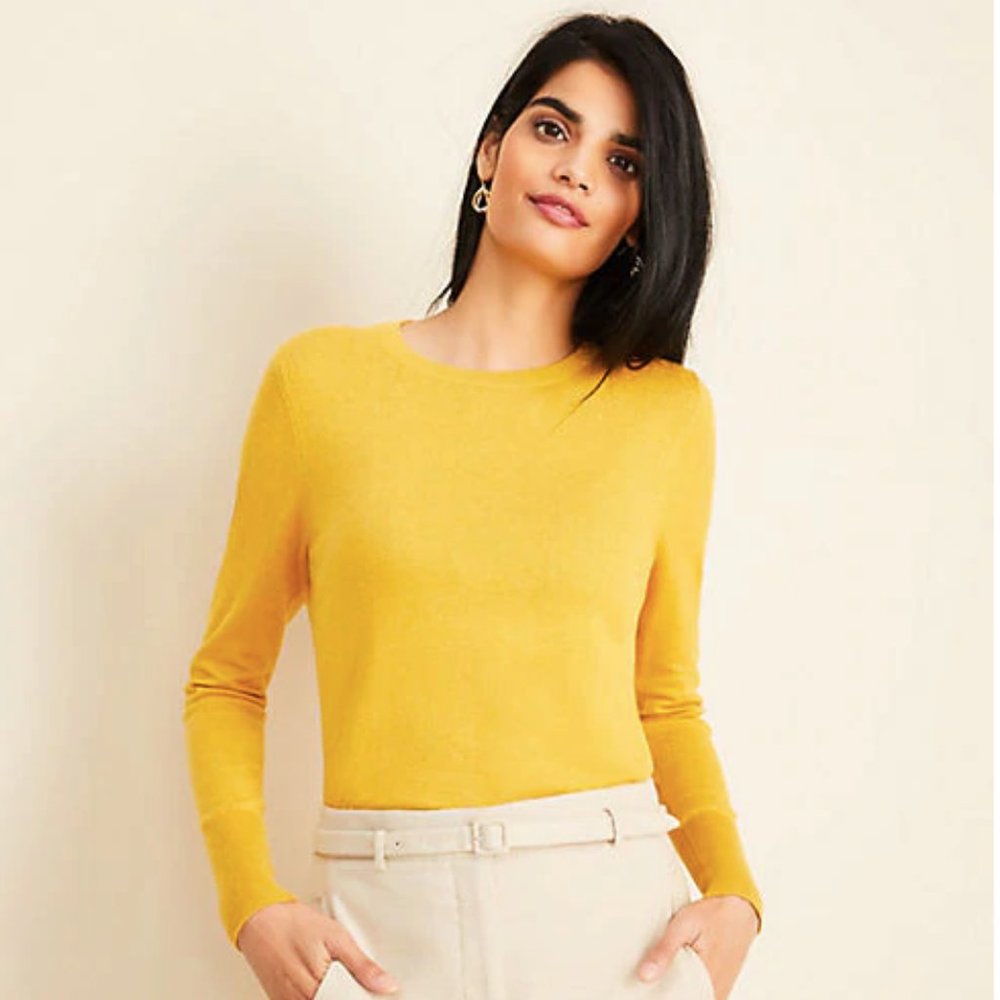 NWT NEW Ann Taylor Crew Neck Sweater - Orient Gold